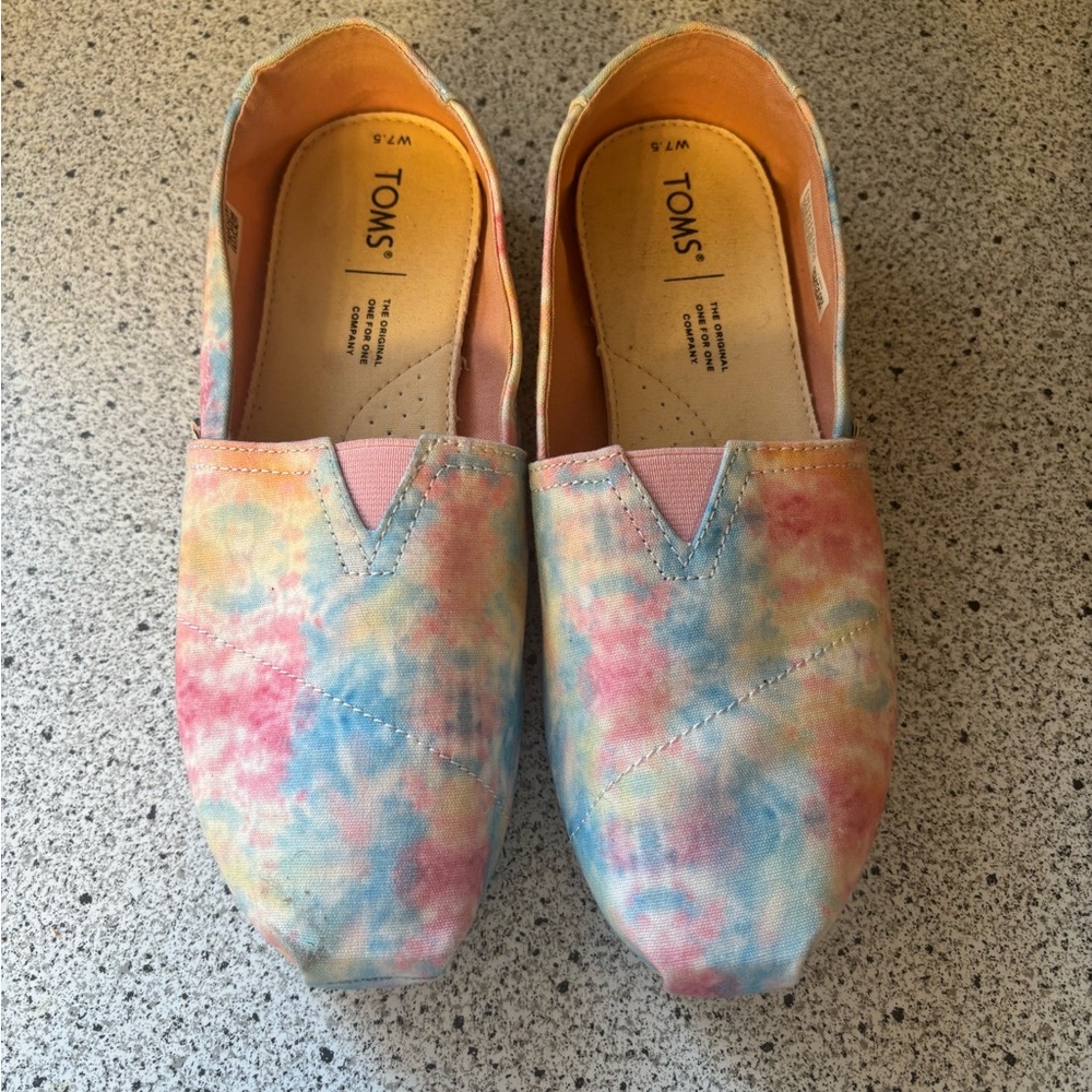 TOMS Multicolor Tie-Dye Canvas Slip-Ons 7.5